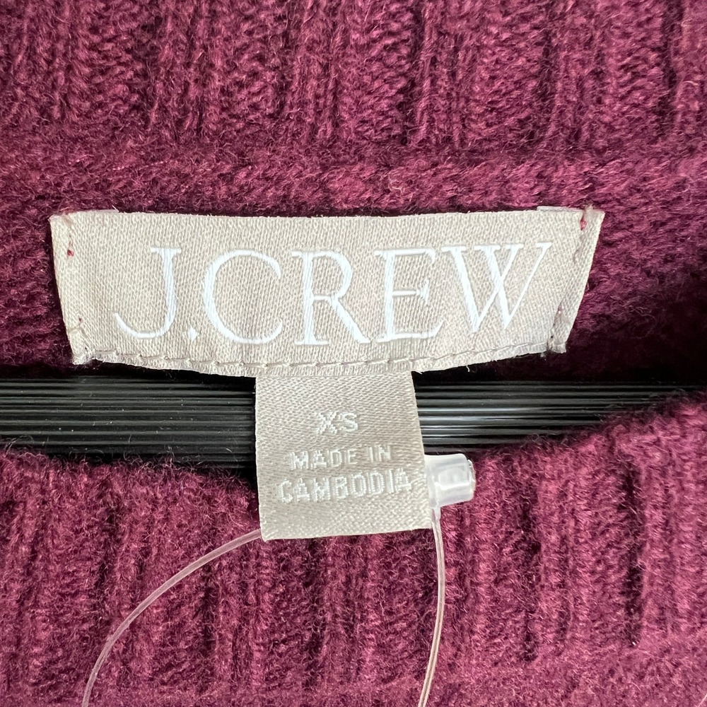 J.Crew Womens Oversized XS Lambswool Short Sleeve Crewneck Sweater Burgundy - Picture 5 of 10
